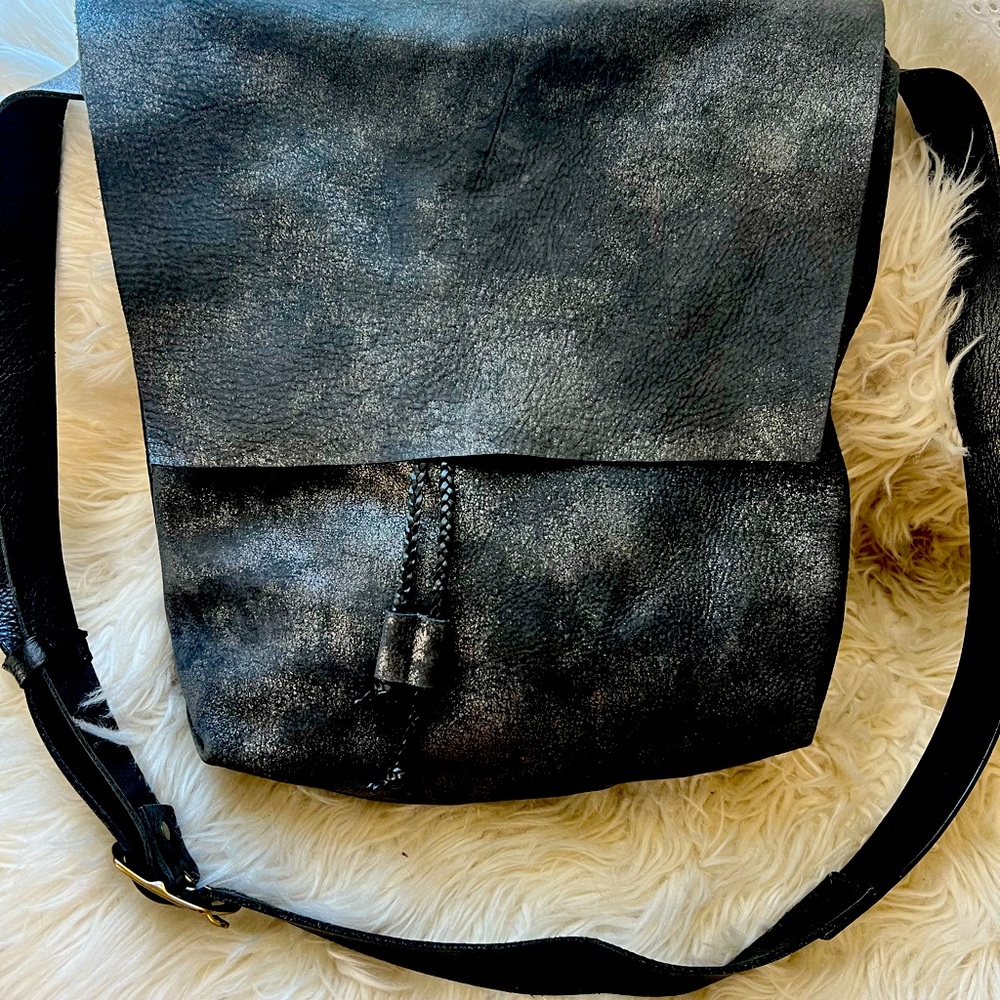 STITCH and TICKLE METALLIC LEATHER CROSSBODY